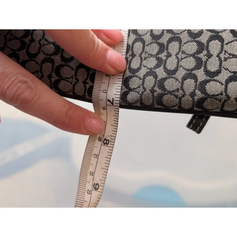 Coach Gray Black Signature‎ Mini C Canvas Leather Trim Crossbody Bag Y2K Classic - Picture 10 of 13